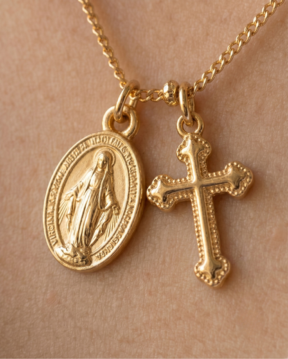 Colar de Fé com Cruz e Medalha