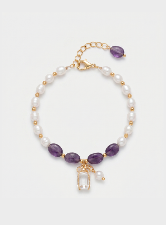 Pulseira Pérola e Ametista